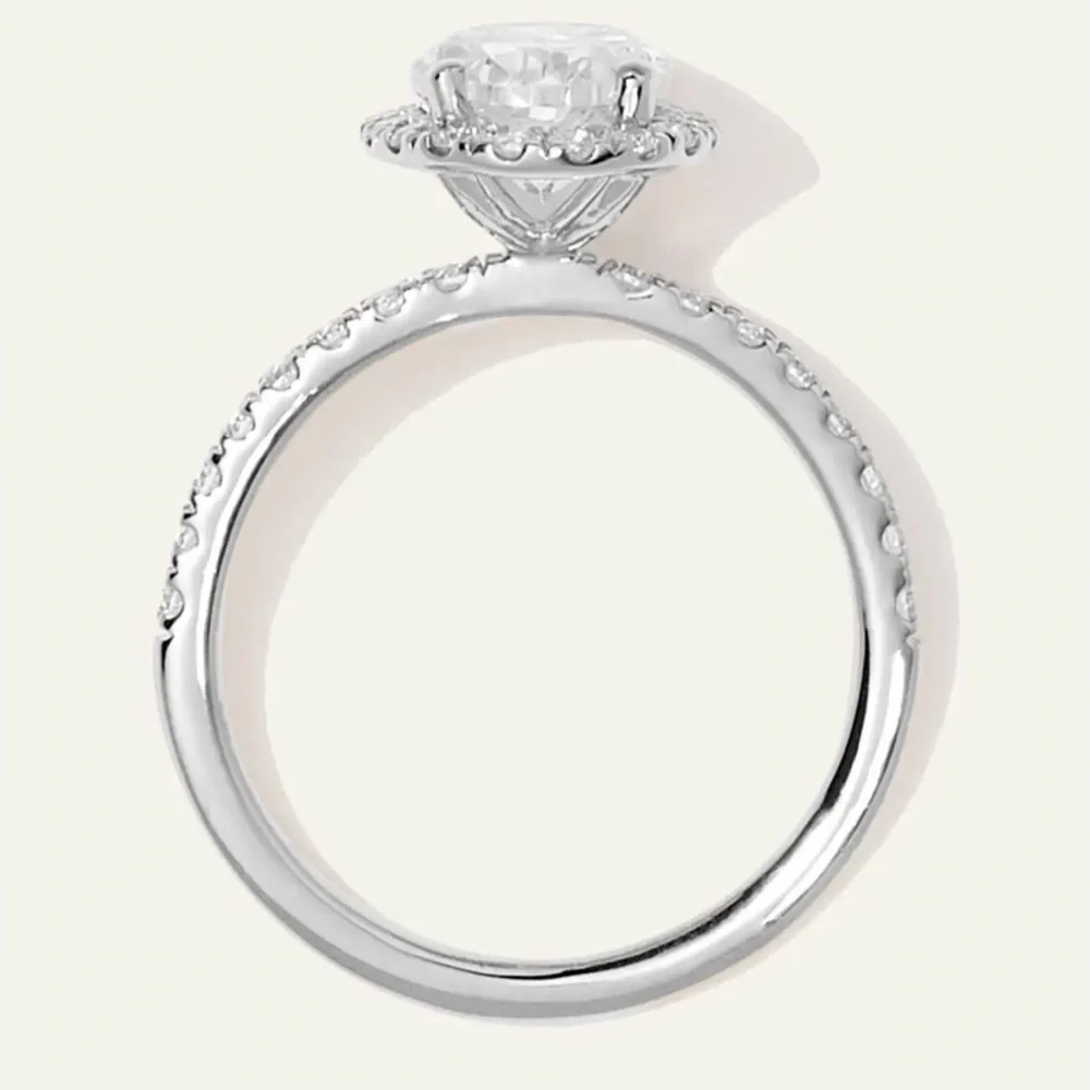 1.55ct Oval Lab Grown Diamond Halo Ring E VVS2 IGI Size 5 Engagement